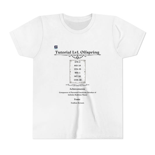 Youth Tutorial Level RPG T-shirt, Epic Geek Gear for Kids! LitRPG and Tabletop Fan Tee's