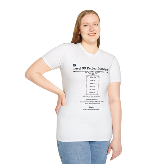 Level 99 Project Manager T-Shirt, Funny Gift for Project Managers, Gamer T-Shirt, Unique Job Humor Shirt, Quest Log Tee
