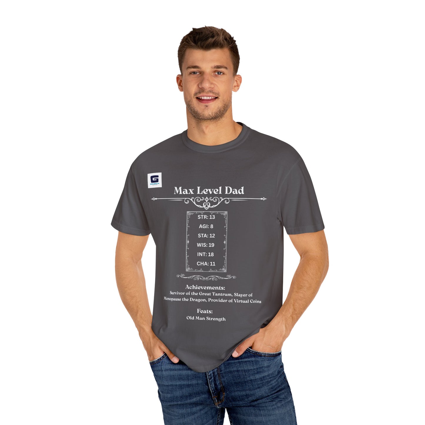 Max Level Dad RPG T-Shirt - Epic Geek Gear! White Text