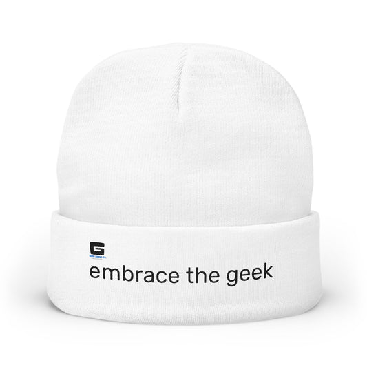 Geek Knit Beanie, Cozy Winter Hat, Gift for Geeks, Unisex Accessory, Perfect for Casual Style, Embroidered Beanie