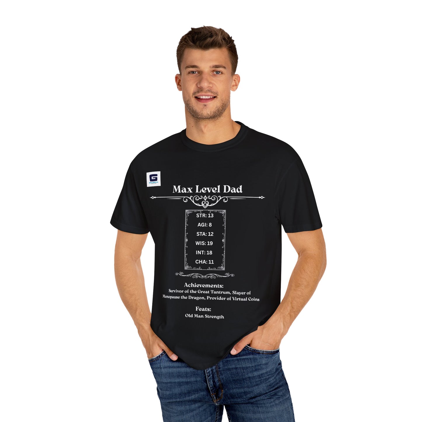 Max Level Dad RPG T-Shirt - Epic Geek Gear! White Text