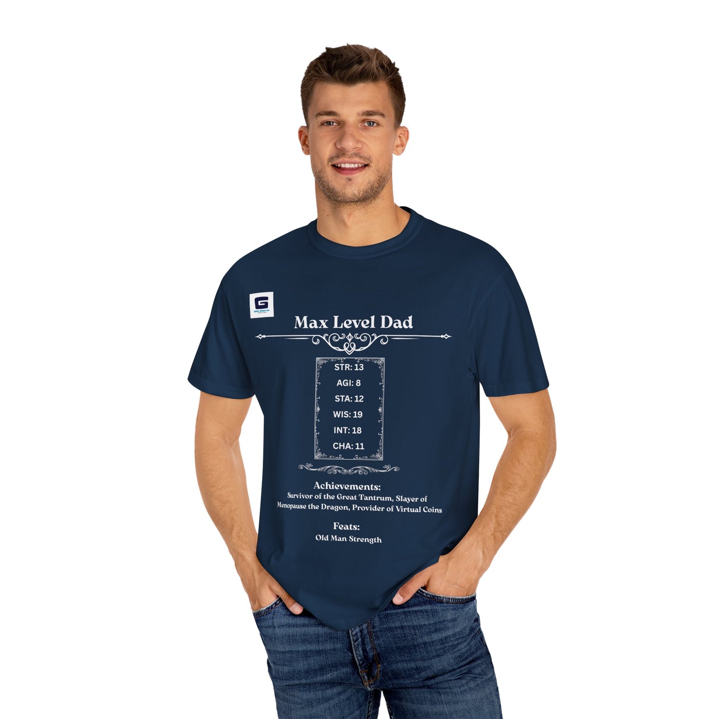 Max Level Dad RPG T-Shirt - Epic Geek Gear! White Text